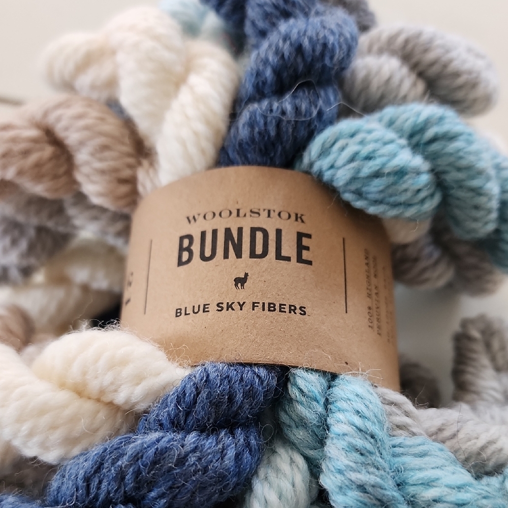 Blue Sky Yarn Collection in Blue and Cream
